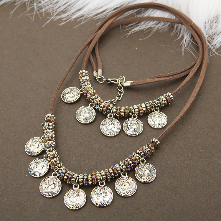 Collar Bohemio con Monedas Vintage y Cuentas Cristal – Estilo Étnico Chic