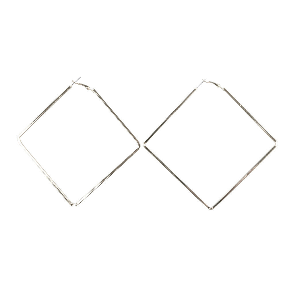Pendientes Geométricos Grandes en Forma de Cuadro – Estilo Minimalista Chic