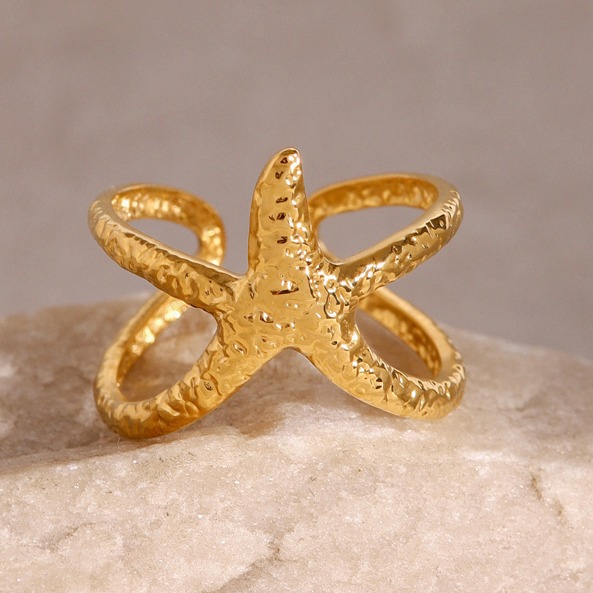 Anillo Estrella de Mar en Acero Inoxidable – Ajustable y Resistente al Agua