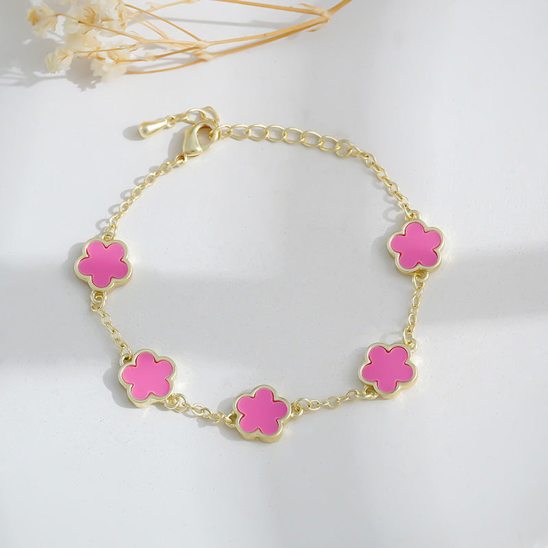 Pulsera Fina de Trébol en Varios Colores | Diseño Dorado Minimalista para Mujer