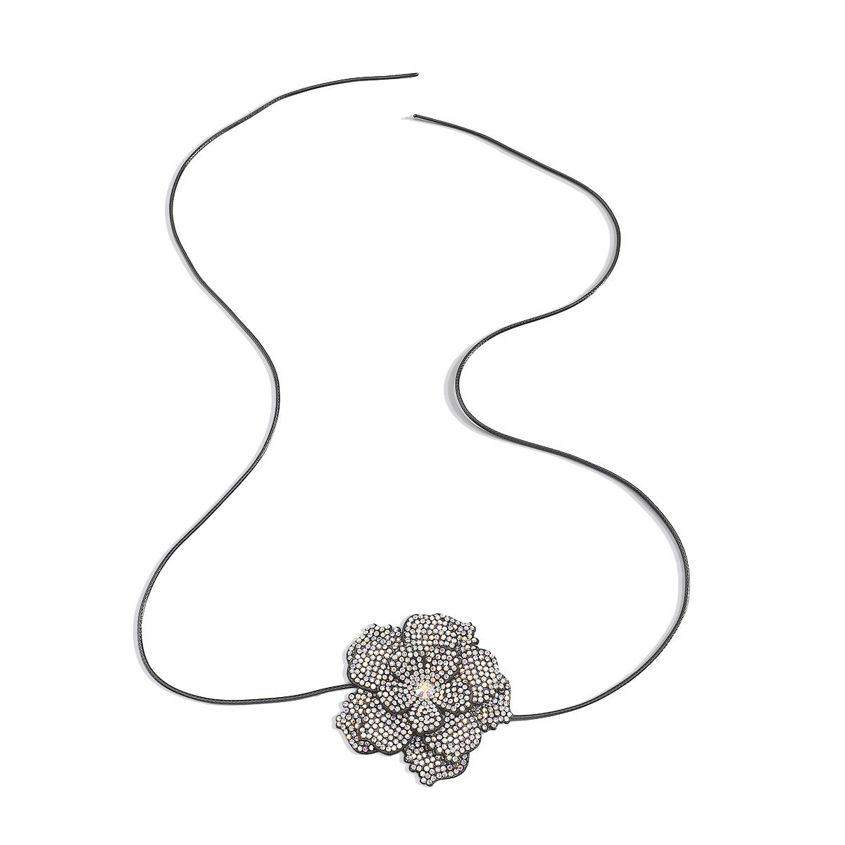 Set de Joyería Flor Brillante – Collar y Pulsera con Cuerda de Cera y Piedras de Strass
