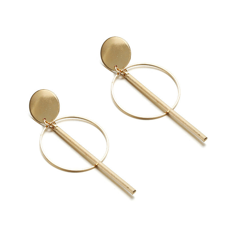 Pendiente Geométrico Redondo con Barra – Estilo Minimal Chic