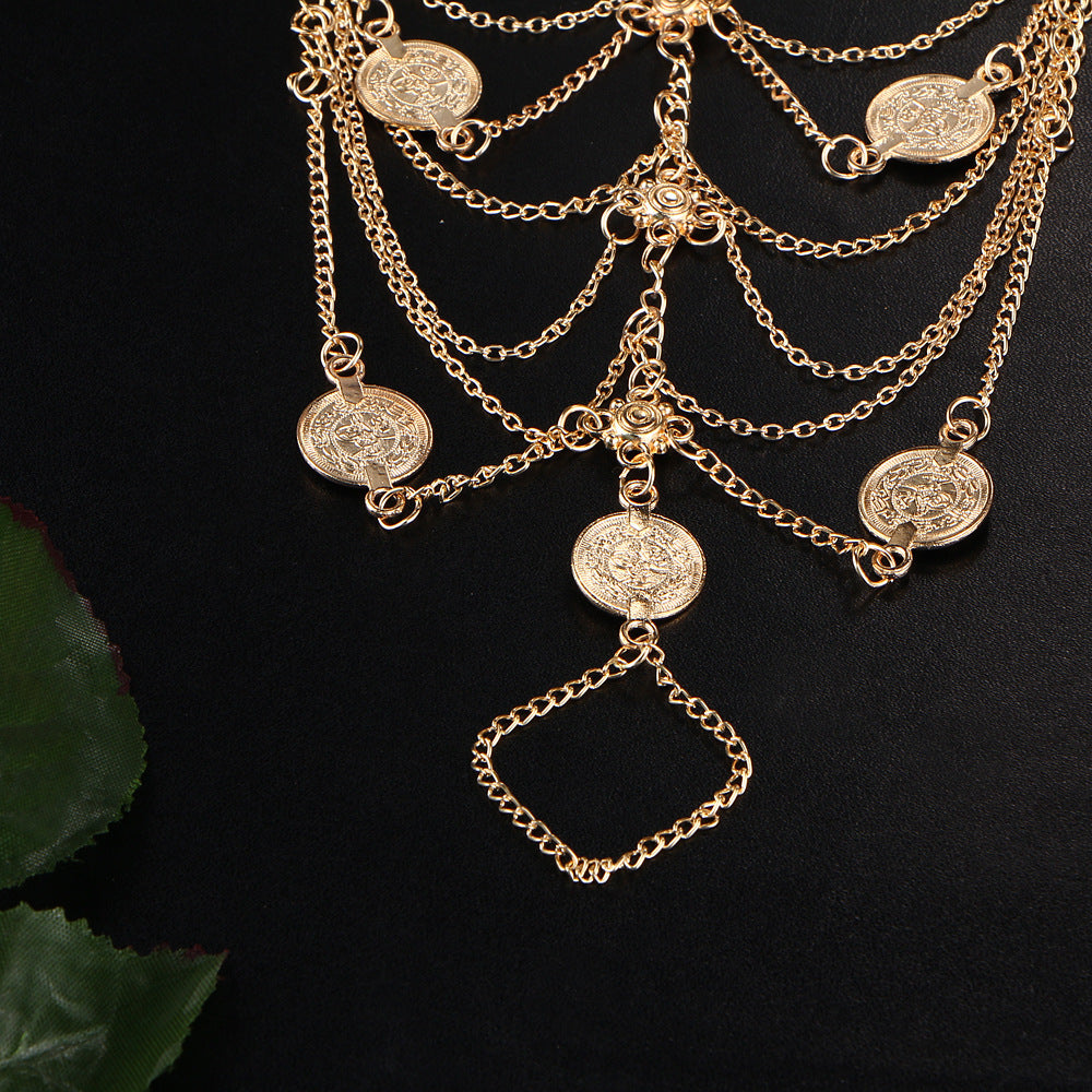 Joya para Pies con Cadenas y Monedas | Disponible en Dorado o Plateado Estilo Boho