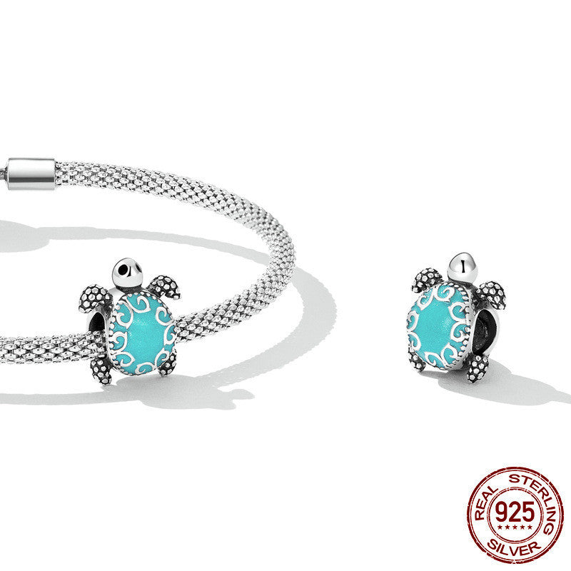 Pulsera de Plata 925 con Colgante Tortuga – Diseño Marino Turquesa