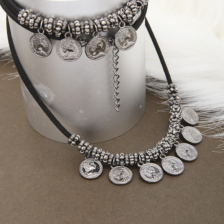 Collar Bohemio con Monedas Vintage y Cuentas Cristal – Estilo Étnico Chic