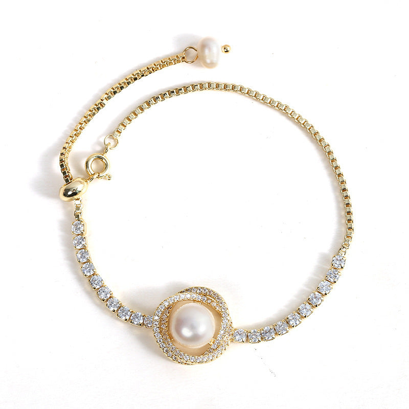 Pulsera Fina con Perla y Circonitas – Elegancia Clásica