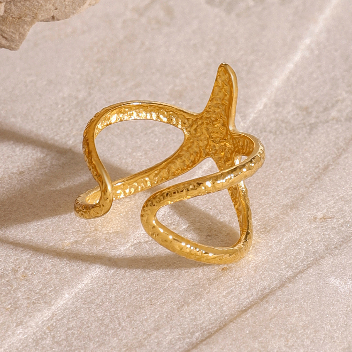 Anillo Estrella de Mar en Acero Inoxidable – Ajustable y Resistente al Agua