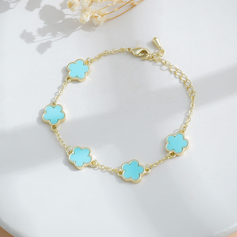 Pulsera Fina de Trébol en Varios Colores | Diseño Dorado Minimalista para Mujer