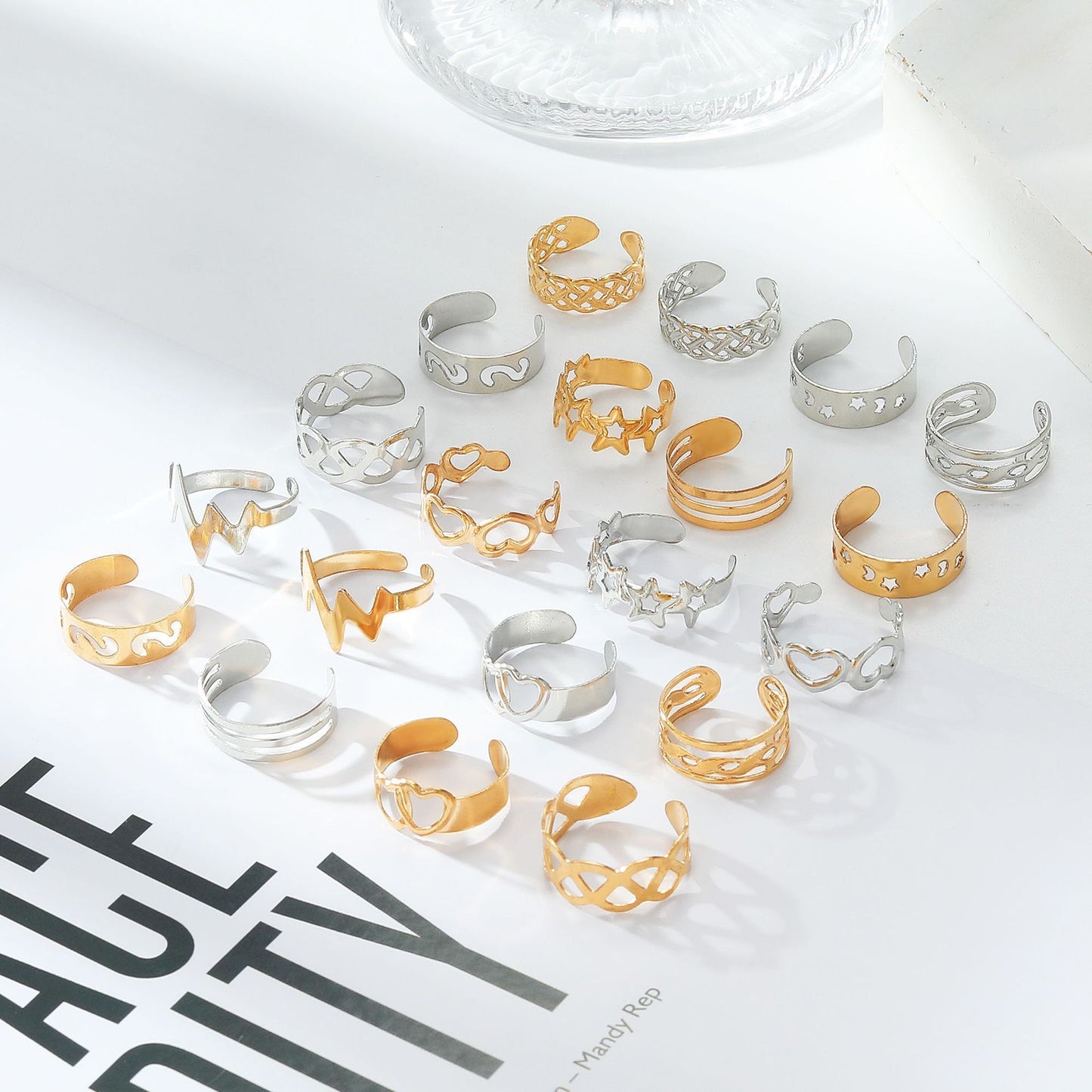 Set de Anillos para Dedos del Pie Dorados y Plateados