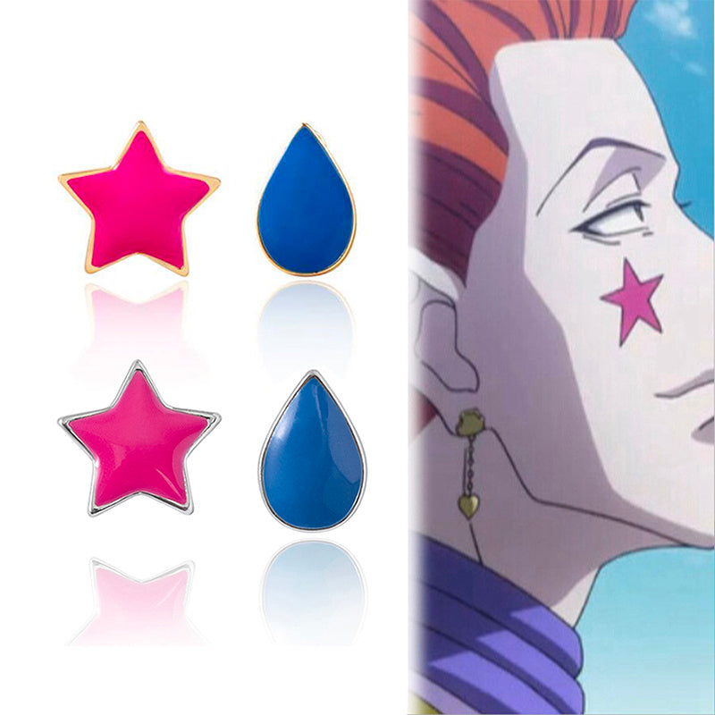 Pendientes Hisoka Hunter x Hunter – Estrella y Gota de Esmalte para Cosplay Anime