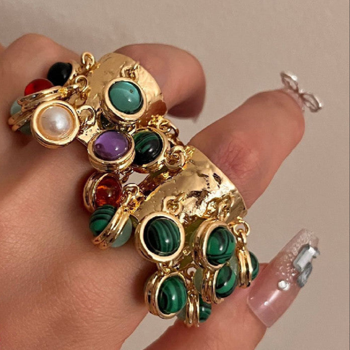 Anillos Retro de Aleación con Piedras Coloridas – Joyería Única y Vintage para Mujeres