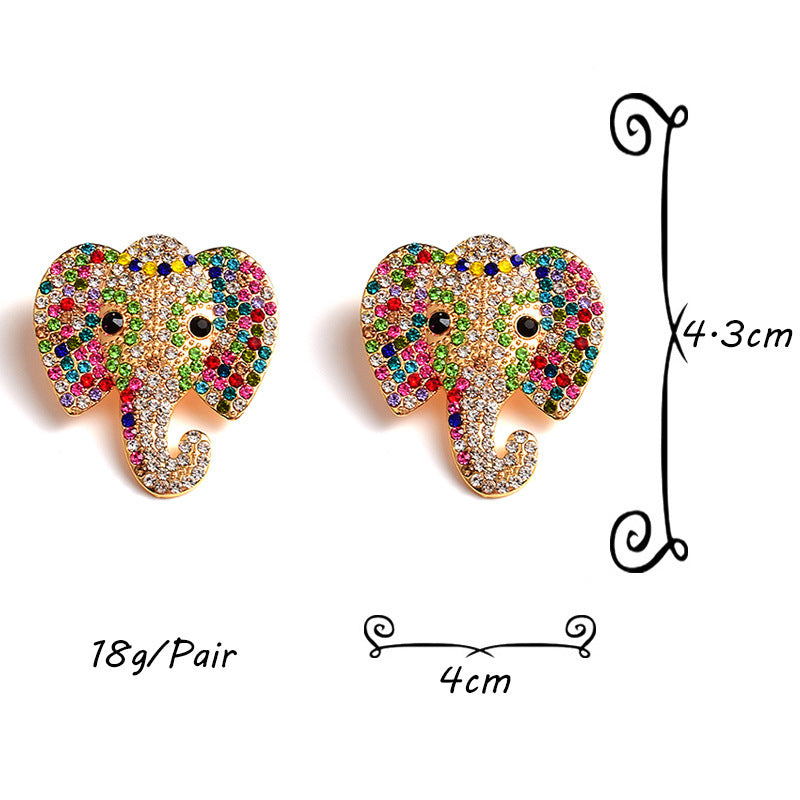 Pendientes Elefante Multicolor con Cristales – Diseño Llamativo y Divertido