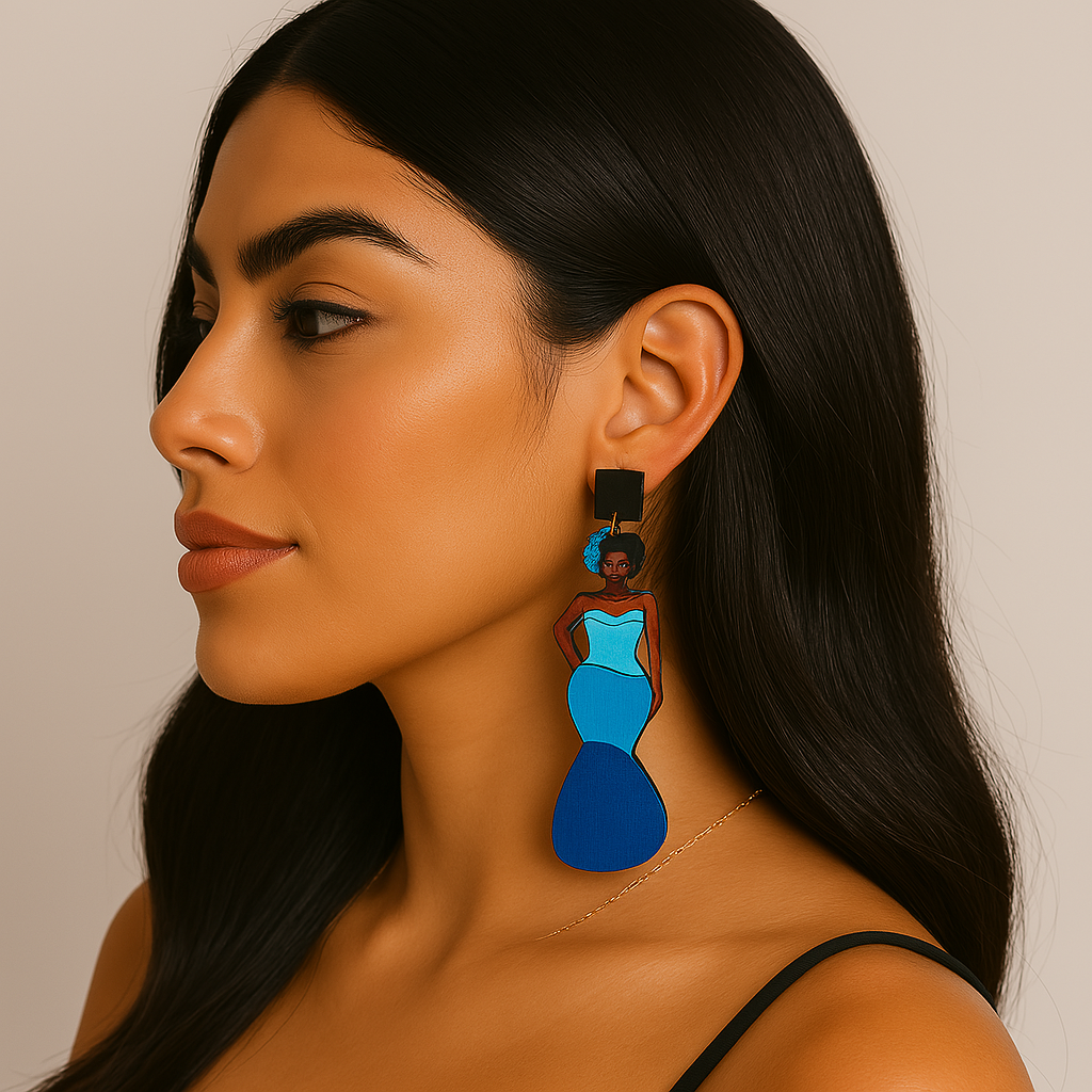 Pendientes Figura de Mujer – Estilo Afro Chic en Material Ligero