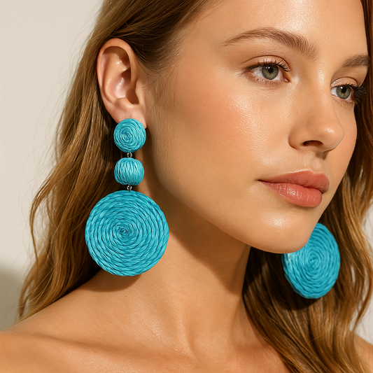 Pendientes Redondos de Ratán – Estilo Natural Hecho a Mano