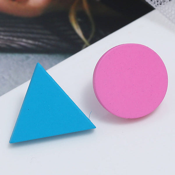Pendientes Asimétricos Geométricos Coloridos – Círculo y Triángulo