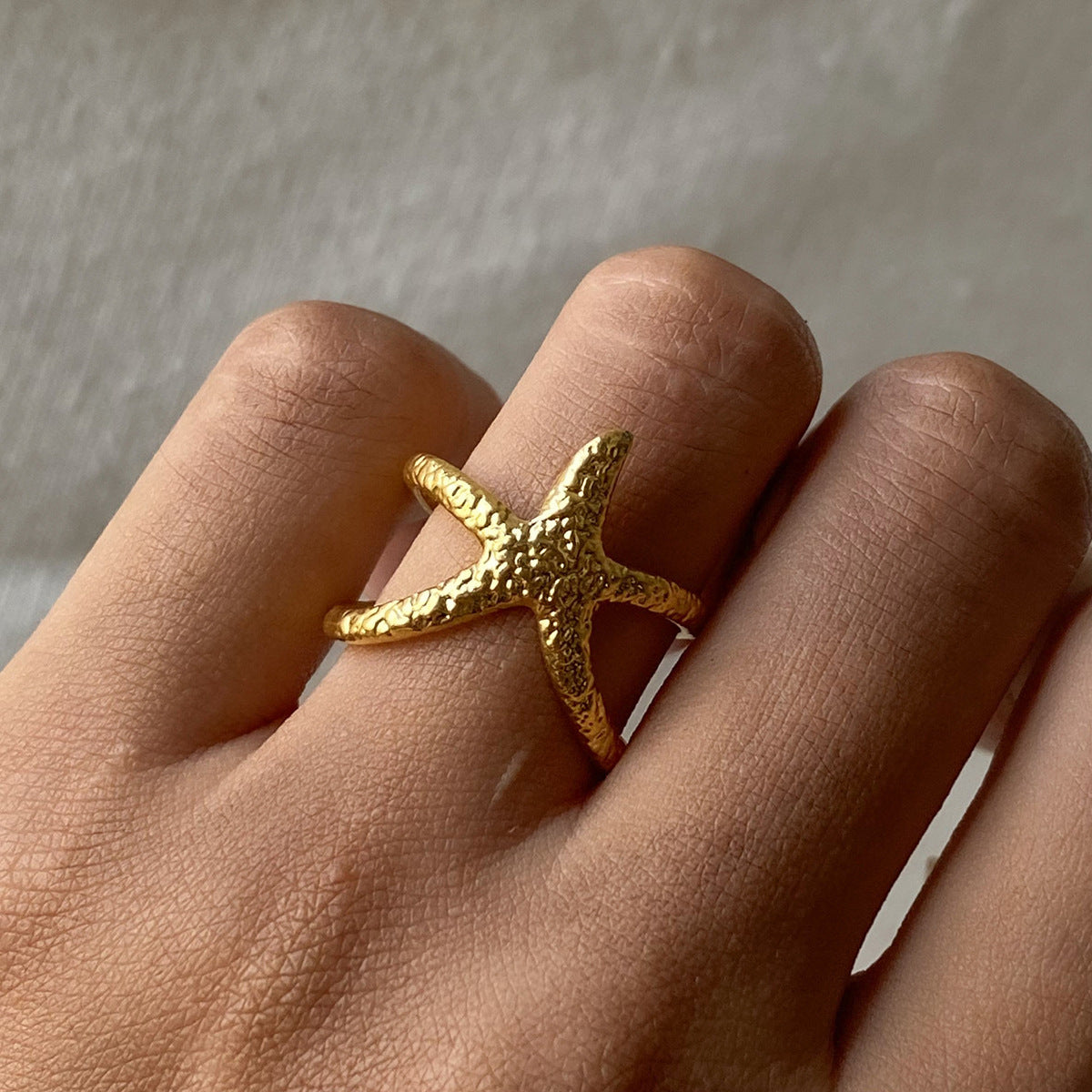 Anillo Estrella de Mar en Acero Inoxidable – Ajustable y Resistente al Agua