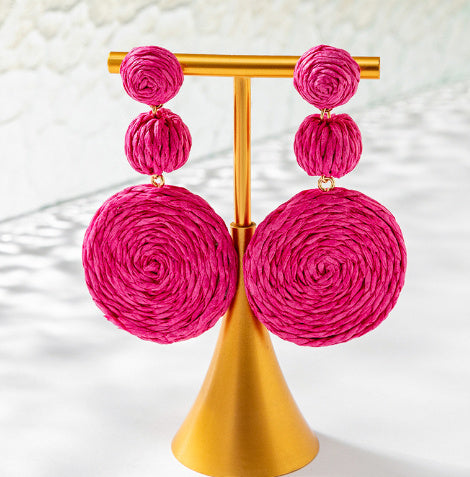 Pendientes Redondos de Ratán – Estilo Natural Hecho a Mano