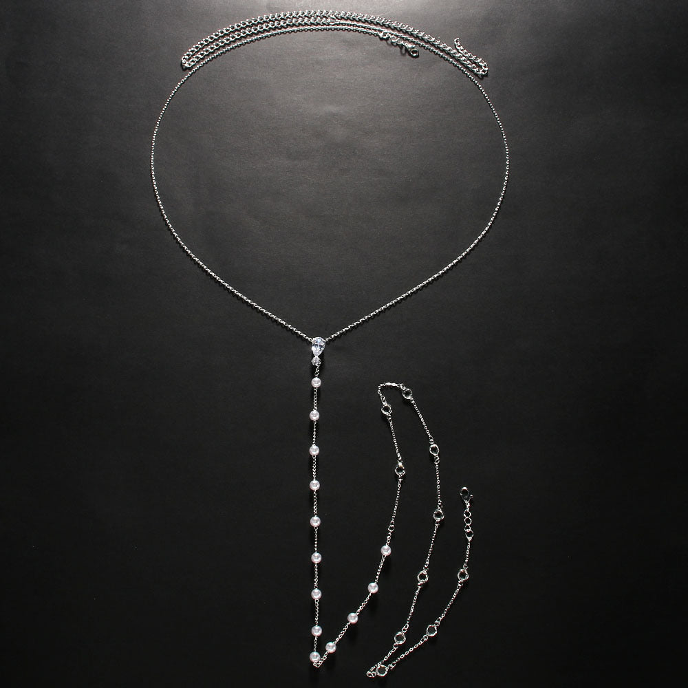 Collar Largo de Espalda con Cristales – Diseño Elegante para Vestidos Abiertos