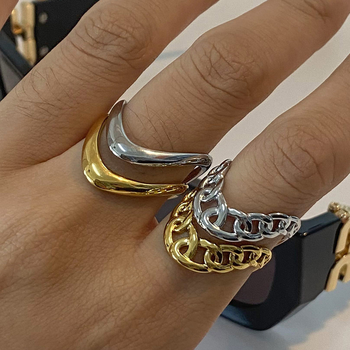 Anillo Abierto de Cadena en Acero Inoxidable – Ajustable y Resistente al Agua