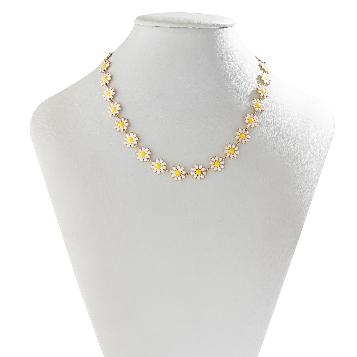 Collar de Margaritas Esmaltadas – Estilo Floral y Romántico